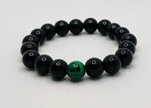 Load image into Gallery viewer, Malachite and Black Obsidian Unisex Bracelet
