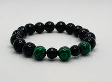 Load image into Gallery viewer, Malachite and Black Obsidian Unisex Bracelet
