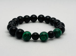 Malachite and Black Obsidian Unisex Bracelet